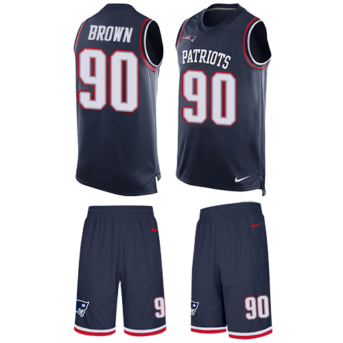 Nike Patriots #90 Malcom Brown Navy Blue Team Color Men's Stitched NFL Limited Tank Top Suit Jersey - Click Image to Close